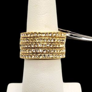 NWT Michela Currone Gold Rhinestone Layered Ring